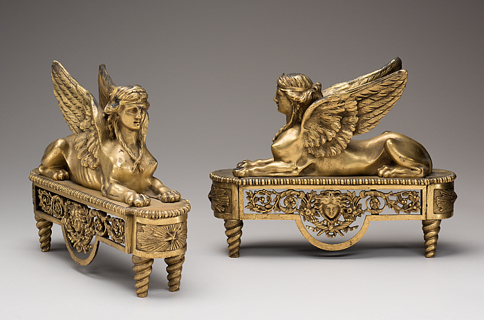 Pair of Andirons: Sphinxes