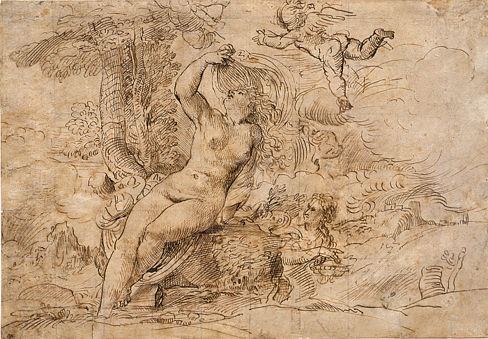 Venus Bathing, with Cupid and Psyche