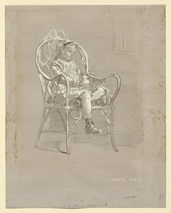 Child Seated in a Wicker Chair
