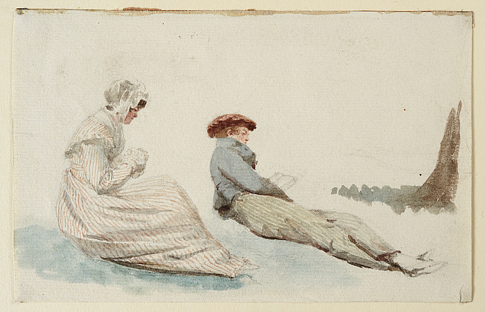 Man Reading, Woman Sewing