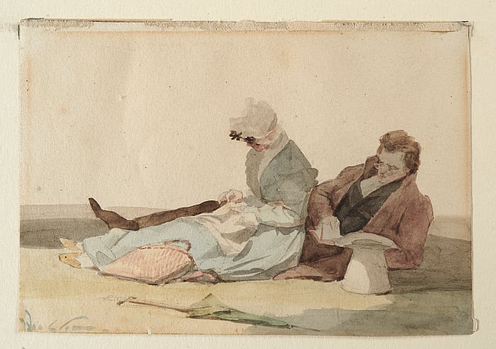 Man Reading, Woman Sewing