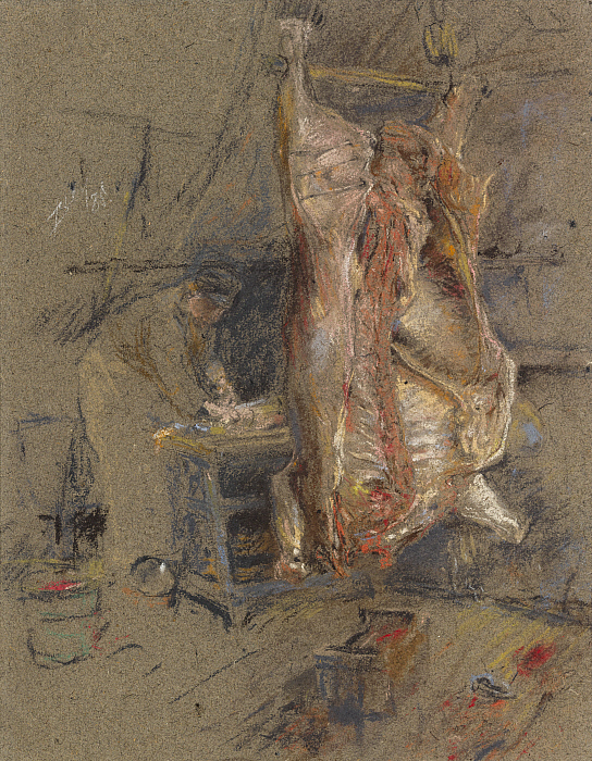 A Slaughtered Ox in a Butcher's Shop
