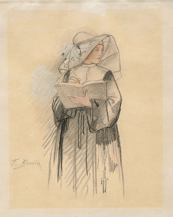 A Nun Holding a Book and Pen