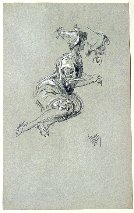 Seated Female Clown Facing to the Right and Study of Her Head