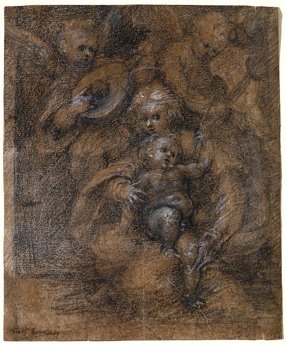 Madonna and Child with Angels; verso: Fragment of a Lamentation