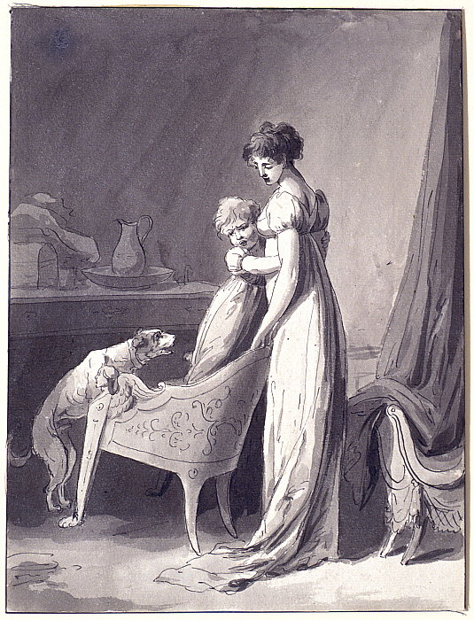 Woman with Child and Dog