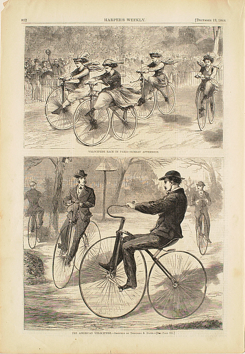 Velocipede Race in Paris—Sunday Afternoon, and The American Velocipede
