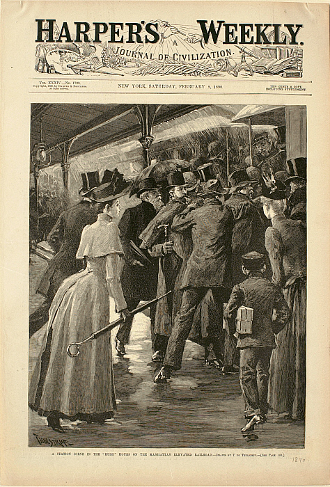 A Station Scene in the "Rush" Hours on the Manhattan Elevated Railroad