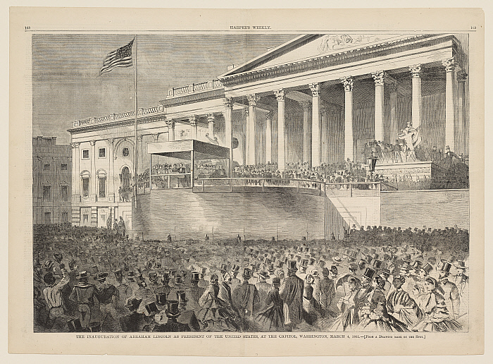 The Inauguration of Abraham Lincoln as President of the United States, at the Capitol, Washington, March 4, 1861.—[From a Drawing made on the Spot.]