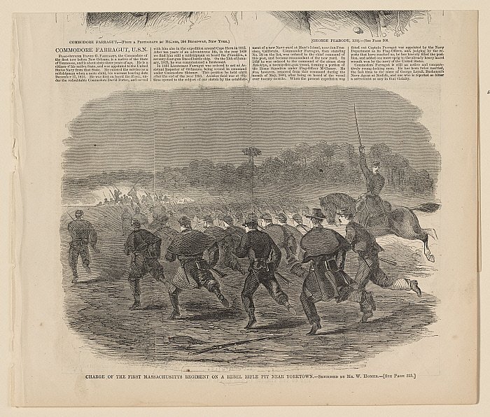 Charge of the First Massachusetts Regiment on a Rebel Rifle Pit near Yorktown Slider Image 1