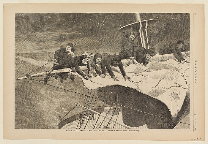 Winter at Sea—Taking in Sail off the Coast