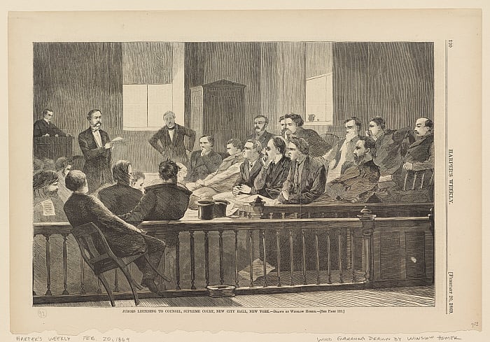 Jurors Listening to Counsel, Supreme Court, New City Hall, New York