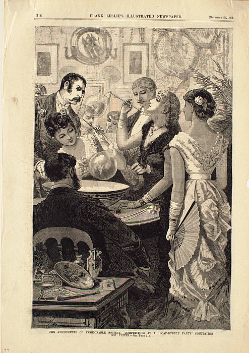 The Amusements of Fashionable Society—Competitors at a "Soap-Bubble Party"