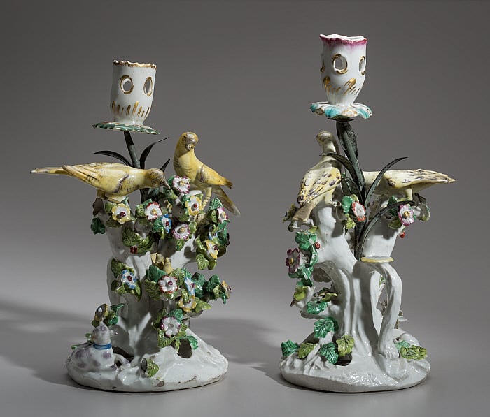 Two Candlesticks with Birds and Flowers Slider Image 1