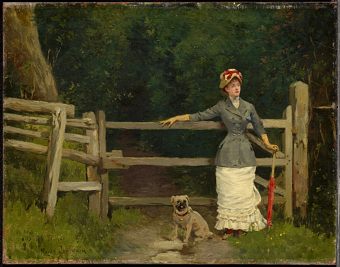 Woman and Dog at the Gate