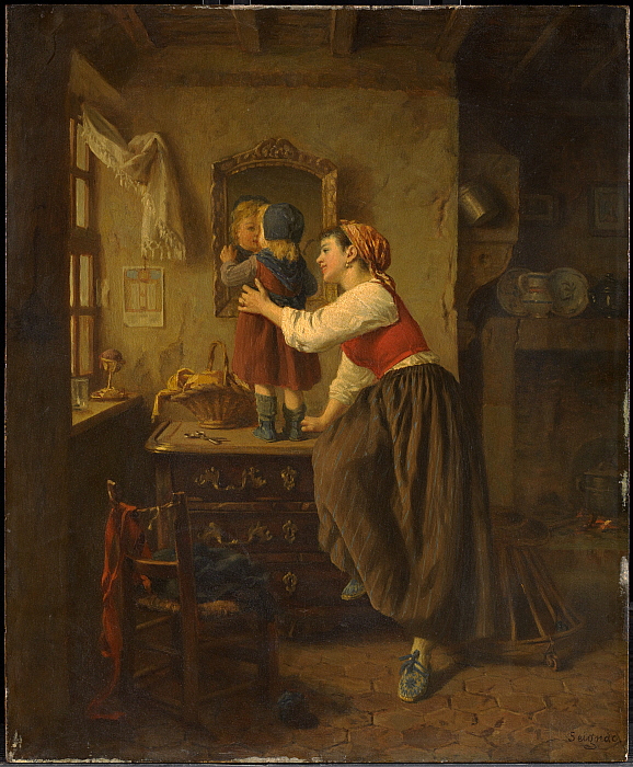 Woman and Child Before a Mirror