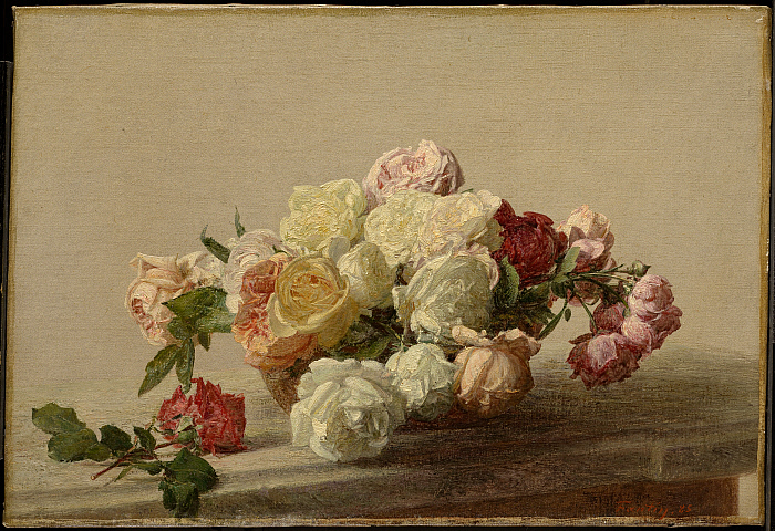 Bowl of Roses on a Marble Table