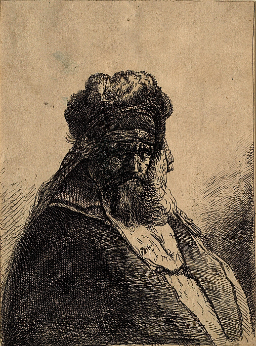 Old Bearded Man in a High Fur Cap, with Eyes Closed