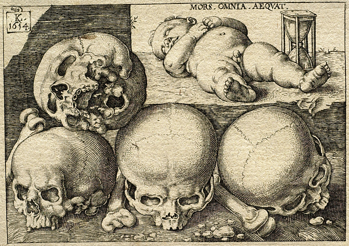 Sleeping Child with Four Skulls