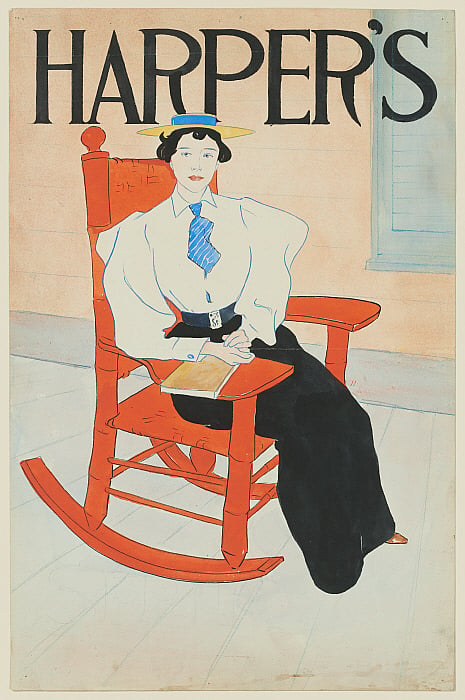 Young Woman Seated in a Red Rocking Chair