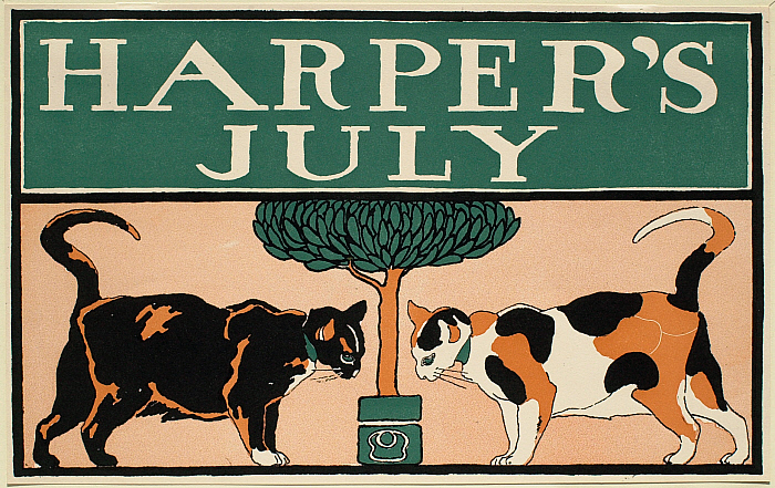Two Cats and a Tree, July Harper's