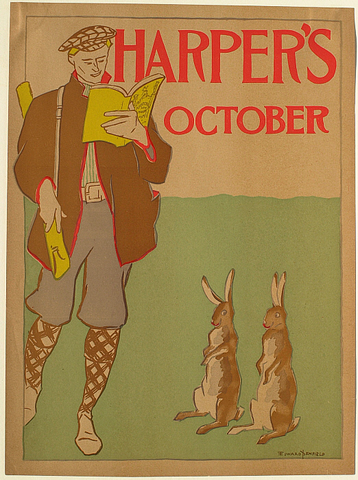Man with a Rifle and Two Rabbits, October Harper's