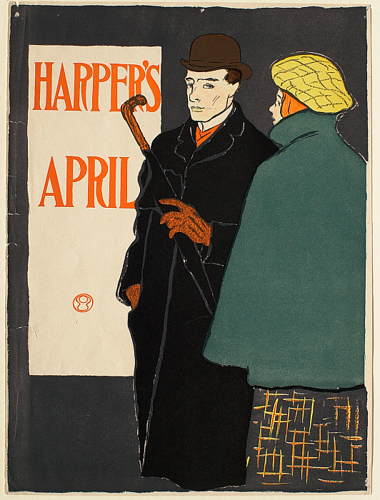 Man in Black Coat with Woman in Green Cape, April Harper's