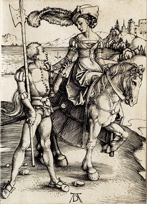 The Lady on Horseback with the Halberdier