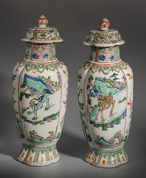 Pair of Famille Verte Vases