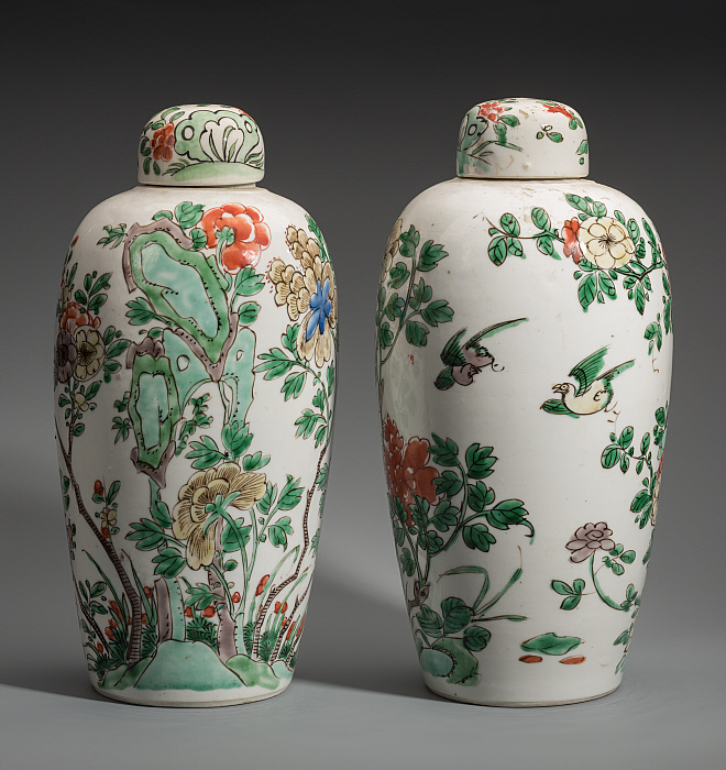 Pair of Famille Verte Jars Slider Image 1