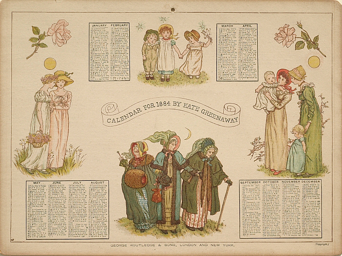 Calendar for 1884: three women