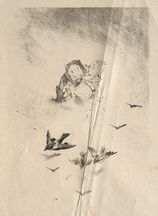 Woman and Man above a Flock of Birds (Femme et homme en buste au-dessus d'une volée d'oiseaux)