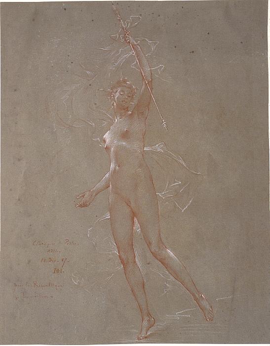 Sheet of Studies of a Woman Holding a Spear