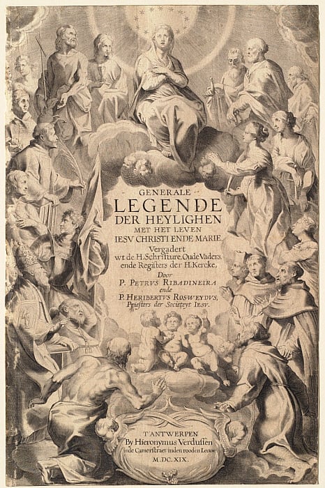 Frontispiece for Legends of the Saints from Ribadeneyra and Rosweydus