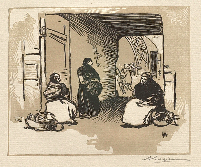 Market Women with Baskets under the Porte du Compas-d'Or, rue Montorgueil (Marchandes au Panier sous la Porte du Compas-d'Or, rue Montorgueil)