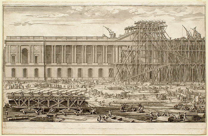 The Machines Used to Raise the Two Large Stones that Cover the Louvre's Front Entrance