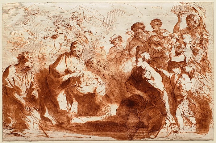 Adoration of the Shepherds with Joseph Kneeling Left