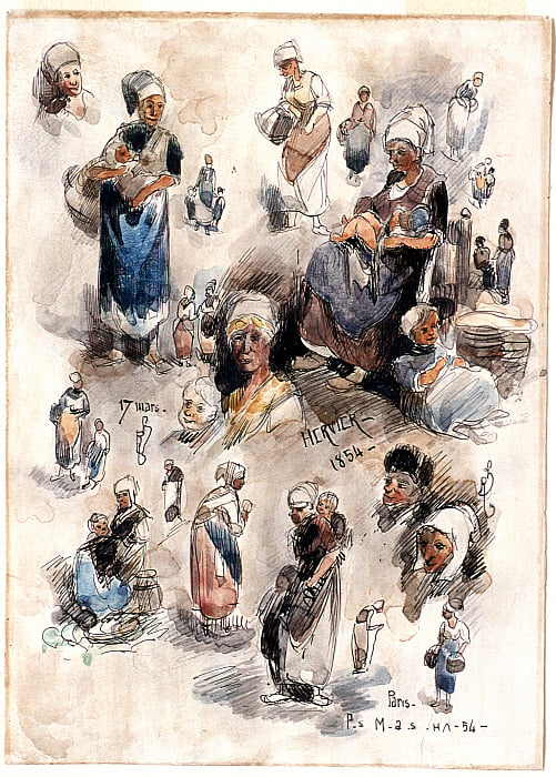 Sheet of Studies with Portraits of Women and Children