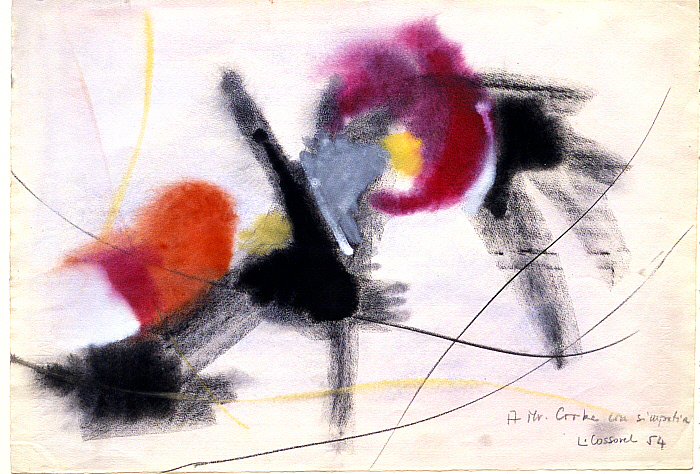 Abstract with Red, Yellow, and Black Figures