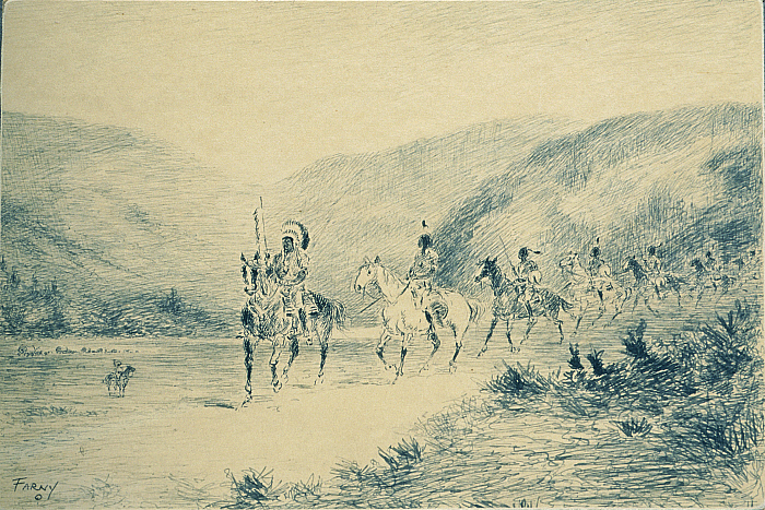 Mounted Indians Emerging from a Defile