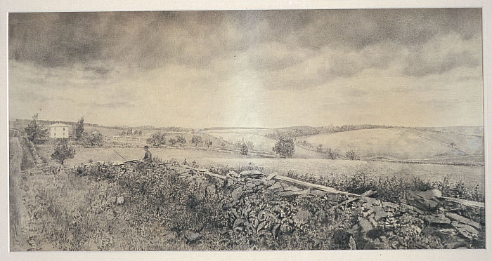 View of a Farmhouse and Fields, Albany County Slider Image 1