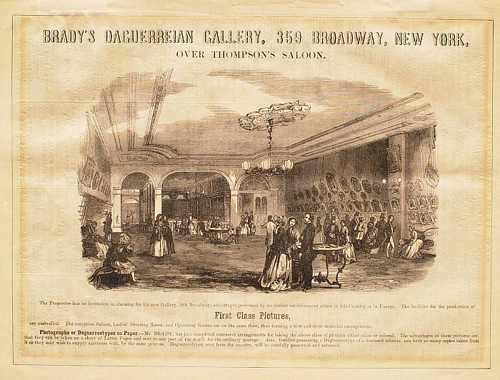 Brady's Daguerreian Gallery, 359 Broadway, New York, over Thompson's Saloon