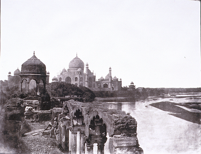 Taj Mahal from the East with Dr John Murray Seated in the Foreground with Dark Slide