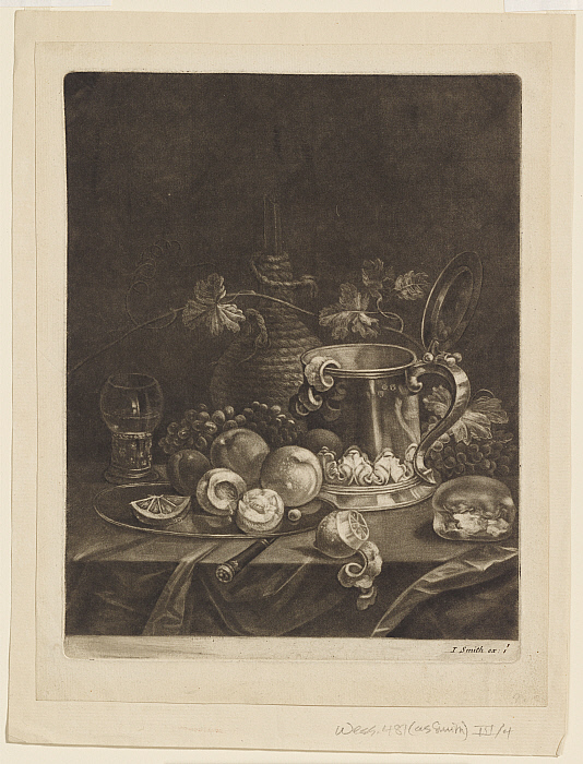 Still Life with Tankard, Wine Flask and Fruit