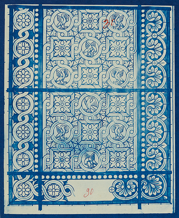 Drawing Sample of Extended Panel of Stained Glass with Bird Pattern Slider Image 1
