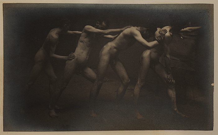 Four Male Models Leaning Forward Against Each Other, from The Grafly Album