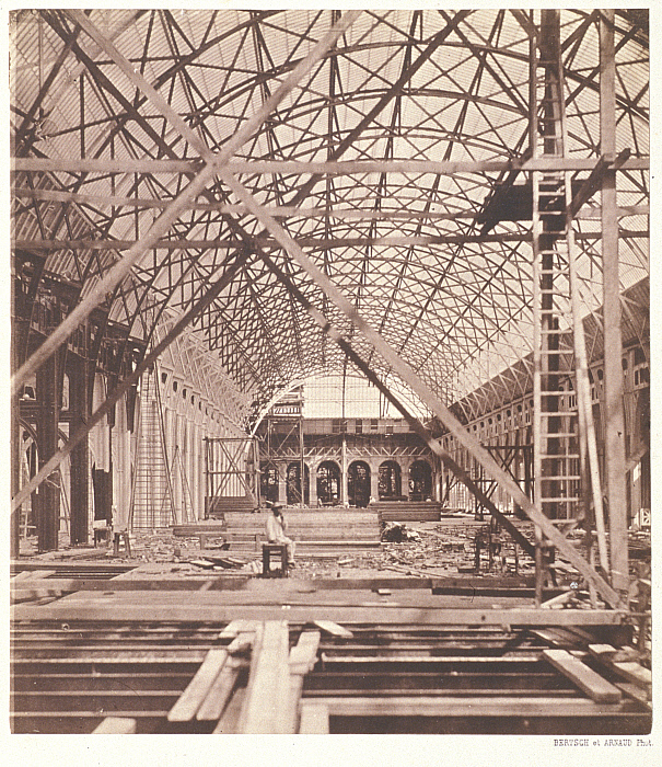 Interior View of the Palais de l'Industrie under Construction for the 1855 Exposition Universelle