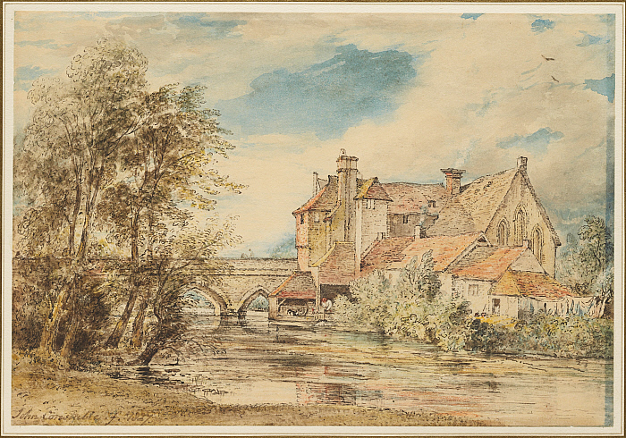 Old Houses on Harnam Bridge, Salisbury with the Ancient Hospital of Saint Nicholas