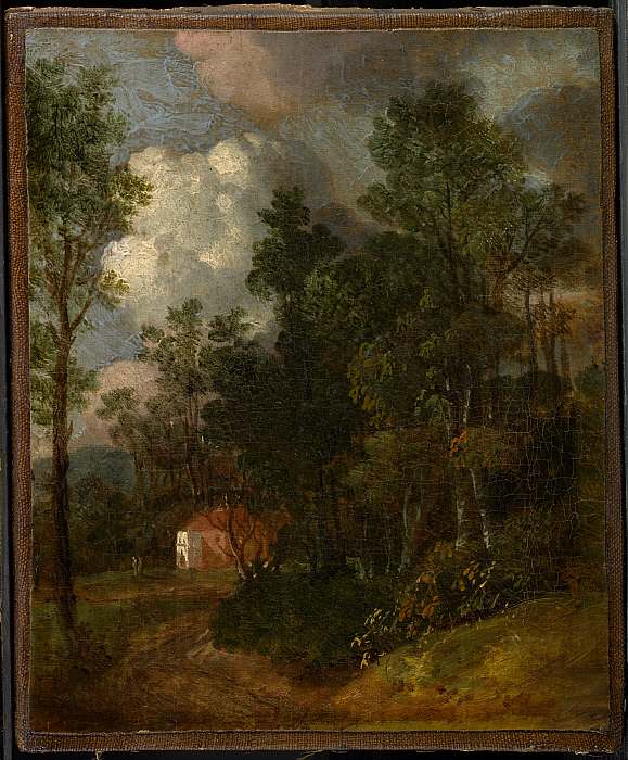 A Wooded Landscape with Figures by a House