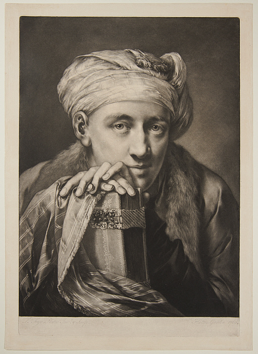 Man Wearing a Turban and Leaning on a Book